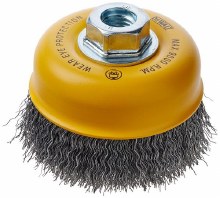 WIRE CUP BRUSH CRIMP 4" x .014 5/8"-11 CARBON STEEL