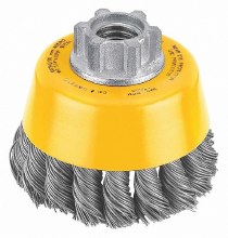 WIRE CUP BRUSH KNOTTED 3" x .014 5/8"-11 HIGH PERFORMANCE STAINLESS STEEL