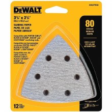 Additional picture of SANDPAPER 80 GRIT, HOOK and LOOP, TRIANGLE w/ VAC HOLES 12-Pack
