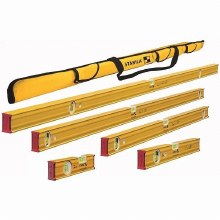 LEVEL SET 6 PIECE 72", 48", 24", 12", 8" AND CASE TYPE 80T RUBBER END CUSHIONS STABILA