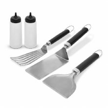 GRIDDLE ESSENTIAL TOOL SET 5 PIECE SPATULA, FLEX SPATULA, SCRAPER, 2 SQUEEZE BOTTLES  PRECISION