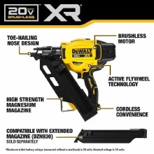 Additional picture of Nailer Framing 20V Max XR Cordless Brushless 30-Degree Paper Tape Stick 2" to 3-1/2" Dewalt (Bare Tool)
