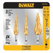 Step Drill Bit 7/8" - 1-1/8" Impact Ready Titanium Nitride Coating 3-pc Set