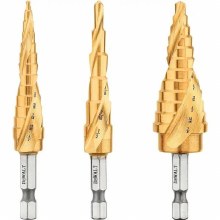 Additional picture of Step Drill Bit 1/8" to 7/8" Impact Ready Titanium Nitride Coating Set Dewalt 3-Piece