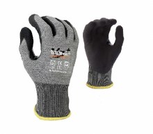 GLOVES FALSTONE 18 GA  FIBER KNIT SHELL BLACK MICRO-FOAM NITRILE PALM PALM and FINGERS ANSI CUT LEVEL A9 (DOZEN)
