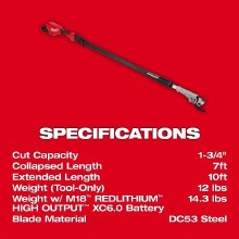 Additional picture of Saw M18 Brushless Telescoping Pole Pruning Shears Kit Milwaukee