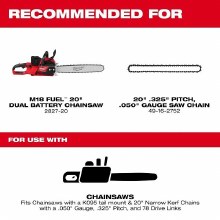 Additional picture of Bar Chainsaw 20" .325" Pitch .050" Gauge Replacement Bar Milwaukee