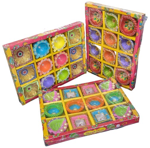 Colored Diya Mix 12 Pc