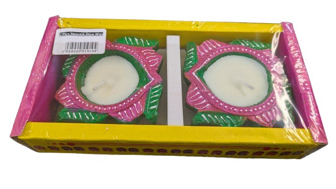 Swastik Diya 2 Pc Color Wax