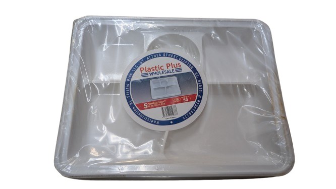 Disposable 5 Compartment Plate
