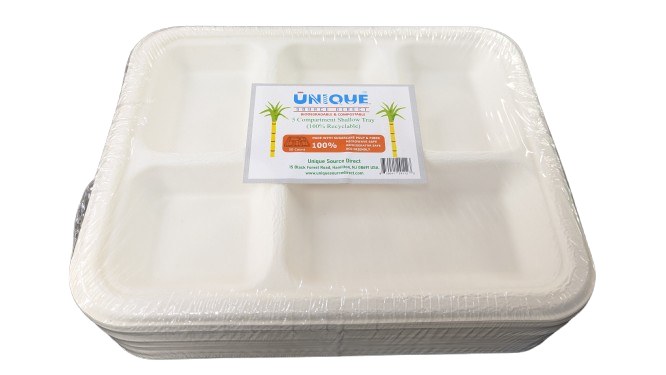 5 Comp. Biodegradable Shallow Tray 50 pcs