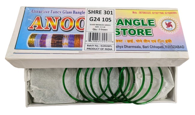 Glass Bangles Green 2x10 24 Pc