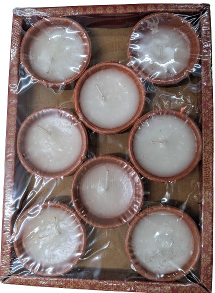 Pack Of 8 Round Wax Diya