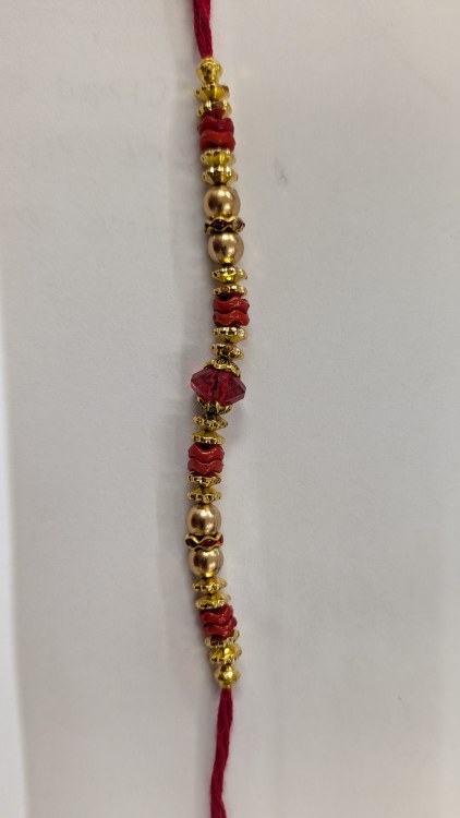 Golden Red Bead Rakhi