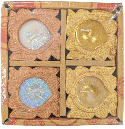 Four Diya With Wax Sparkling