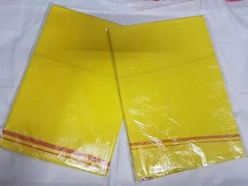 Yellow Dhoti With Red Border