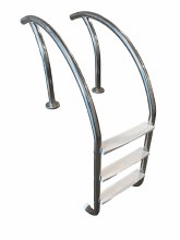 Modern 3 Step Ladder .065 Polished White Heavy Duty Treads