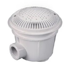 Hayward Concrete Main Drain 8" Round w/ Adjustable Plaster Collar - 2" SKT x 2" FIP Dual Suction - White