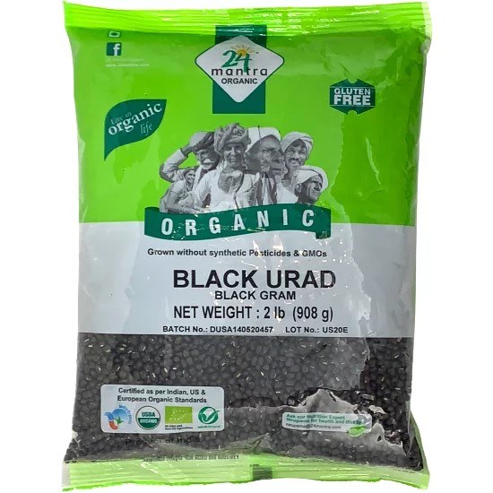 24 Mantra Organic Black Urad Whole 2 Lb