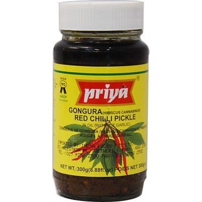 Priya Gongura Red Chilli Pickle Without Garlic 300 G