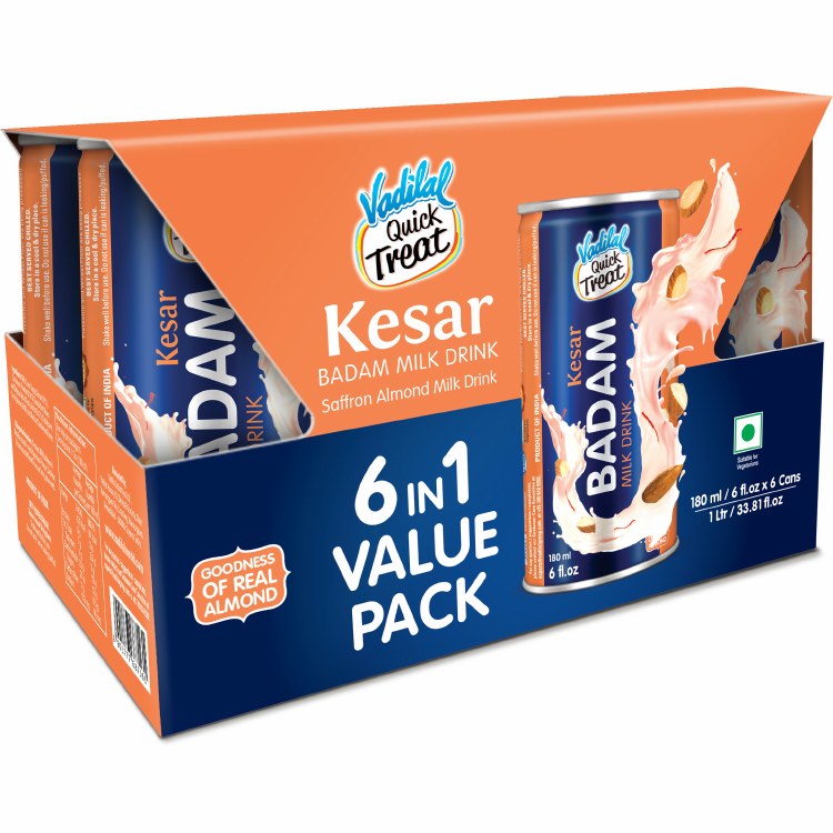 Vadilal Kesar Badam Milk Drink 180 ML X 6