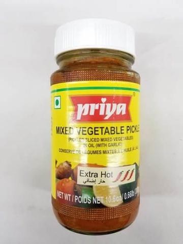 Priya Mixed Vegetable Pickle Extra Hot With Garlic 300 G