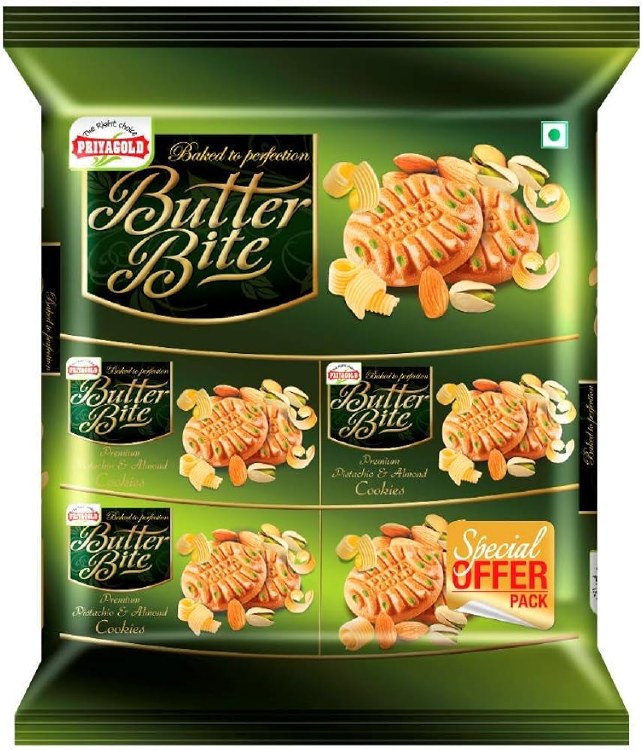 Priya Gold Butter Bite Pistachio & Almond Cookies 520 G