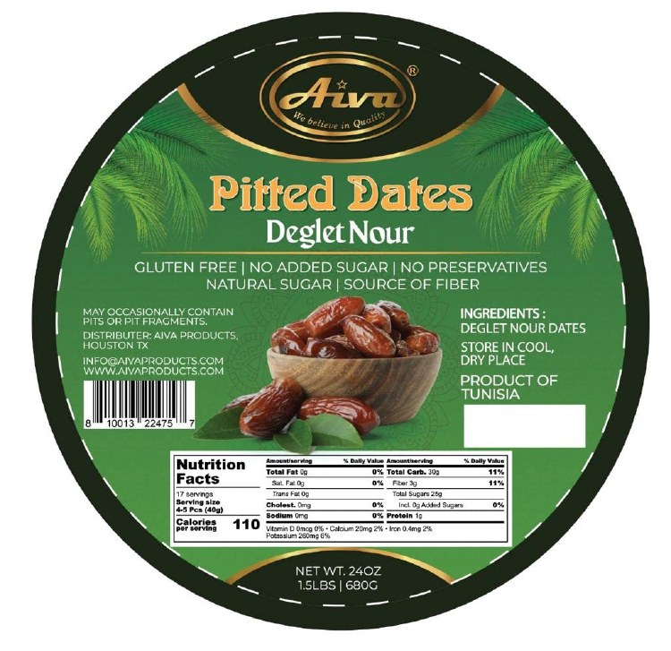 Aiva Pitted Dates Deglet Nour 680 G