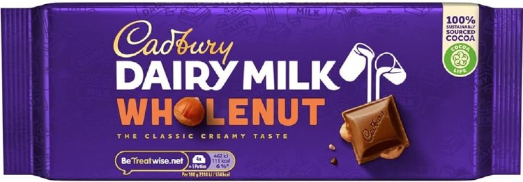 Cadbury Dairy Milk Whole Nut 180 G
