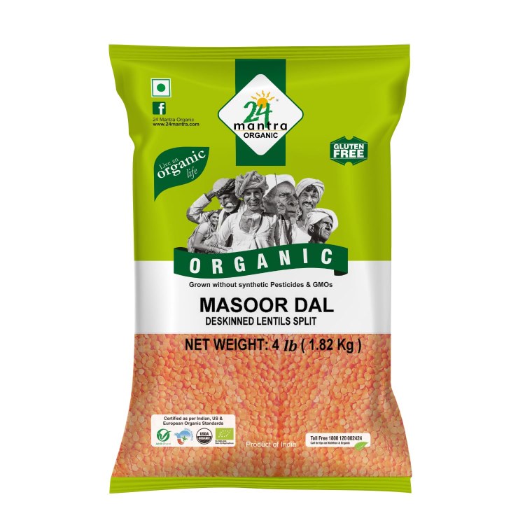 24 Mantra Organic Masoor Dal Split 4Lb