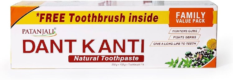 Patanjali Dant Kanti Natural ToothPaste + 1N Toothbrush 200 G