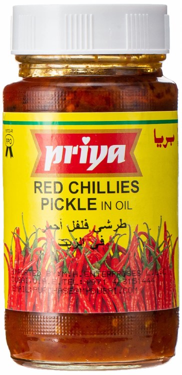 Priya Red Chilli Pickle With Garlic In Oil 300 G