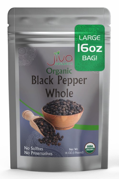 Jiva Organic Black Pepper Whole 7 Oz