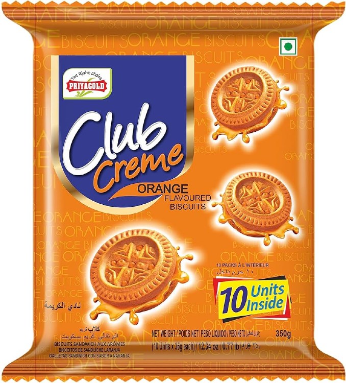 Priya Gold Club Creme Orange Flavoured Biscuits 350 G