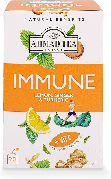 Ahmad Tea London IMMUNE Lemon , Ginger & Turmeric 20 Tea Bags 30G