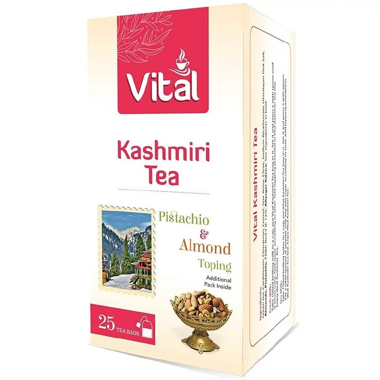 Vital Kashmiri Tea Pistachio & Almond Toping 25 Tea Bags 75 G