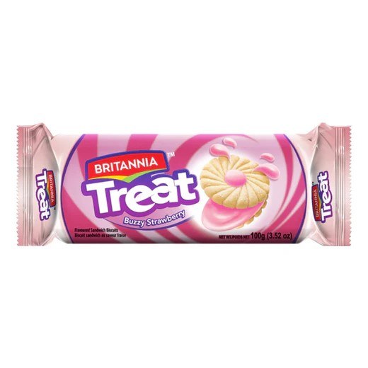 Britannia Treat Buzzy Strwaberry Biscuits 120 G