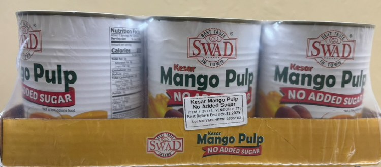 Swad Mango Pulp (No Sugar) 6x850g