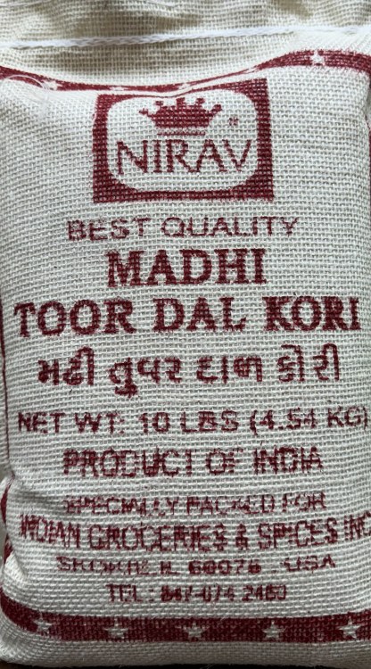 Nirav Madhi Toor Dal Kori 10 Lbs