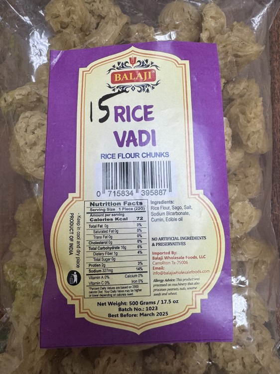 Balaji Rice Vadi (Rice Flour Chunks) 500 G