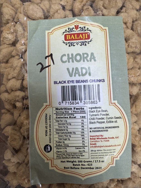 Balaji Chora Vadi (Black Eye Beans Chunks) 500 G