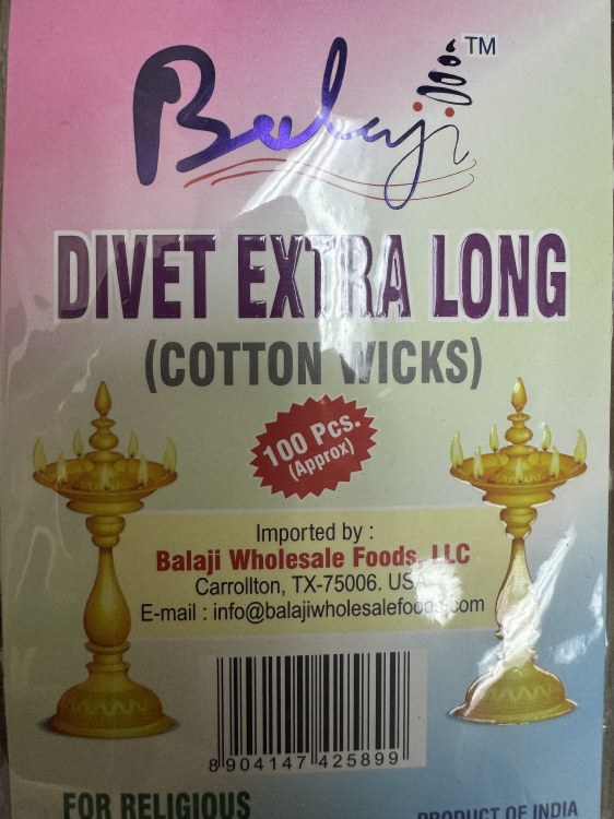Balaji Divet Extra Long (Cotton Wicks) 100Pcs