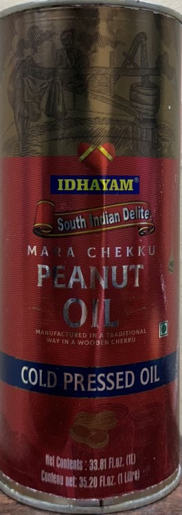 Idhayam Peanut Oil Cold Pressed Oil Tin 1 Ltr
