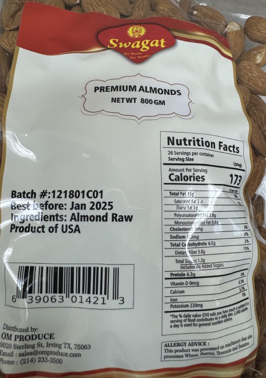 Swagat Premium Almonds 800 G