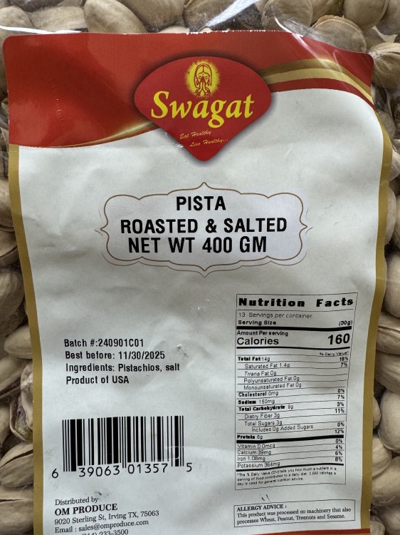 Swagat Pista Roasted & Salted 400 G