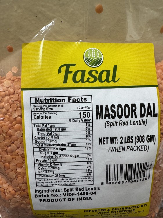 Fasal Masoor Dal 2 Lbs