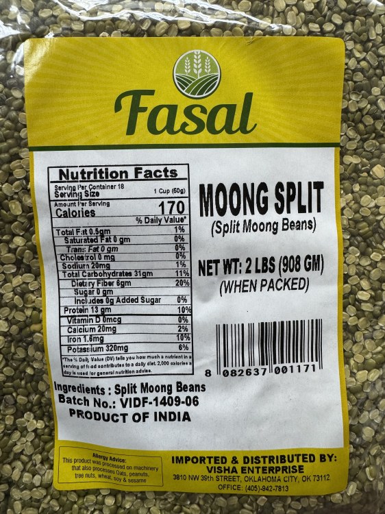 Fasal Moong Dal Split 2 Lbs