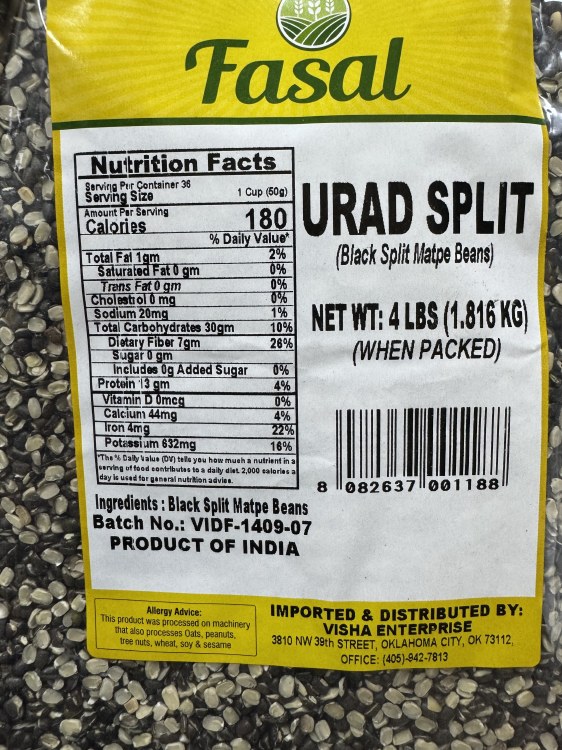 Fasal Urad Split 4 Lbs