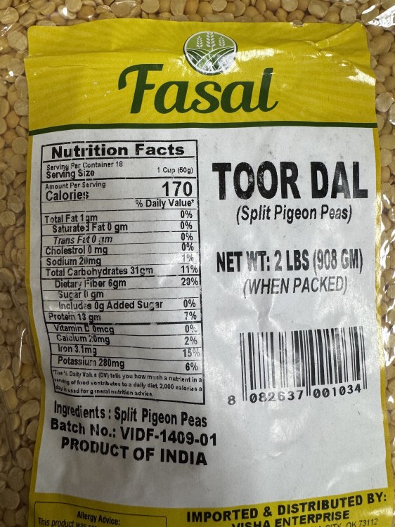Fasal Toor Dal Plain 2 Lbs