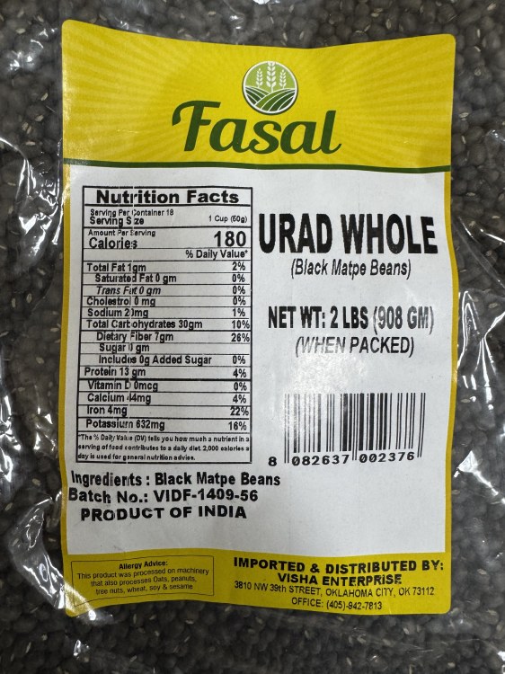 Fasal Urad Whole 2 LBS